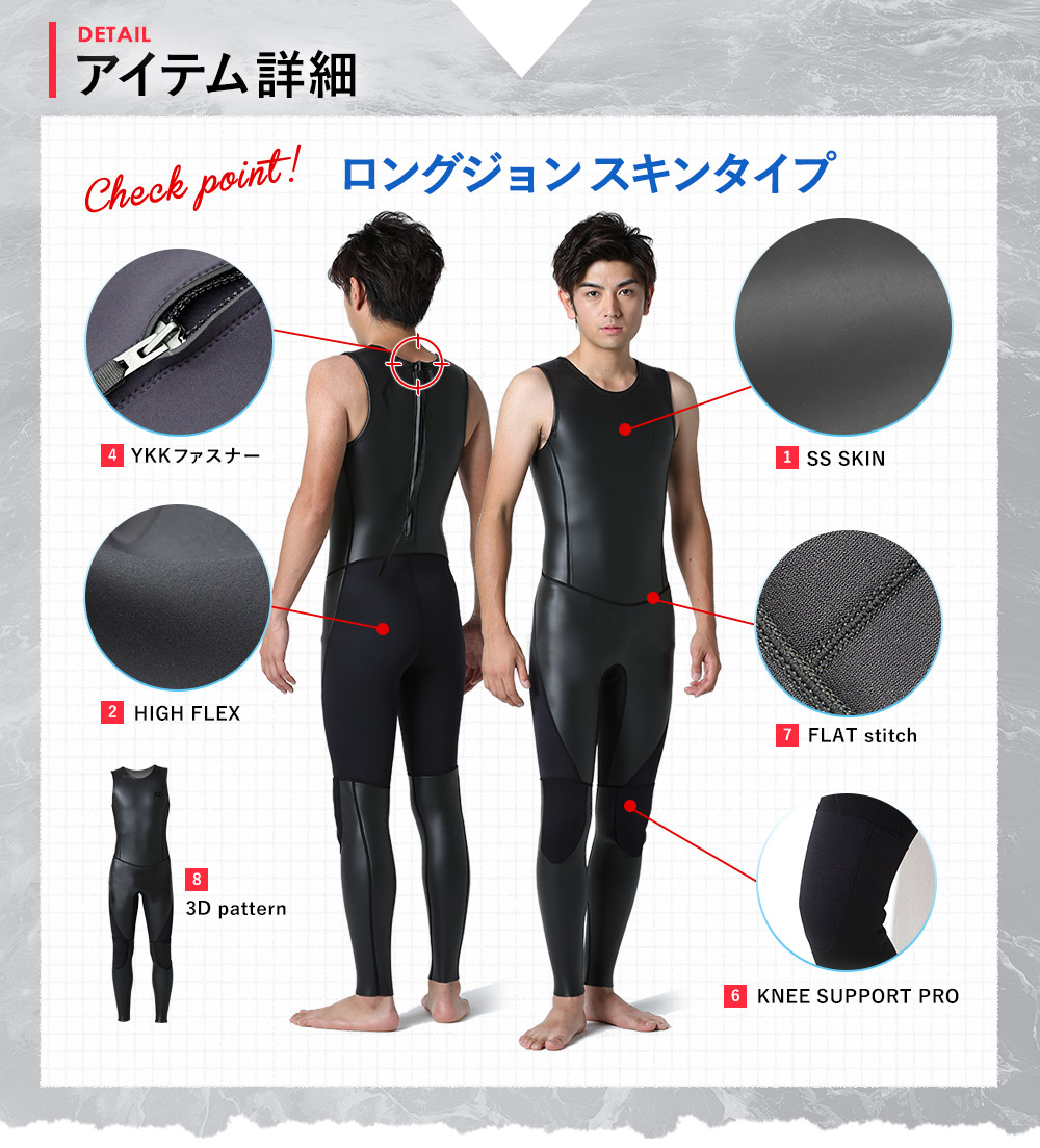 RSS SURF メンズ スキン ロングジョン バックジップ 2.5mm M～XXL 全1