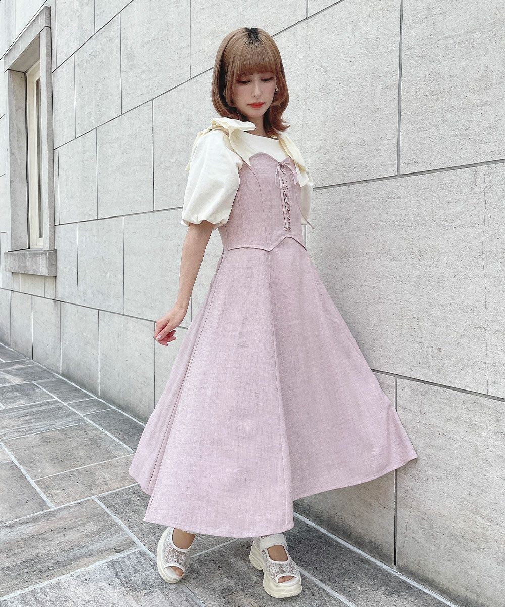 □フロントレースアップコルセットキャミワンピース/F&A [54CE02f001