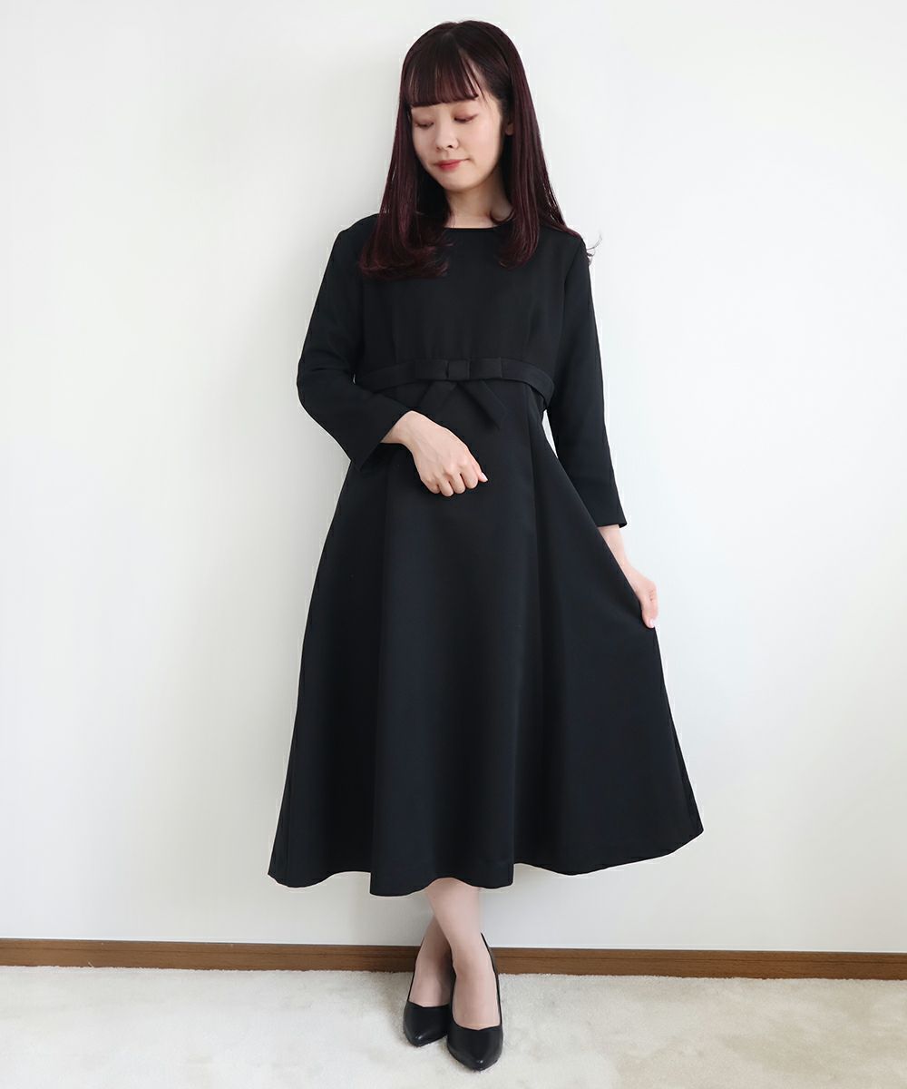 ハイウエストリボン切替えワンピース【オケージョン】/F i.n.t Black
