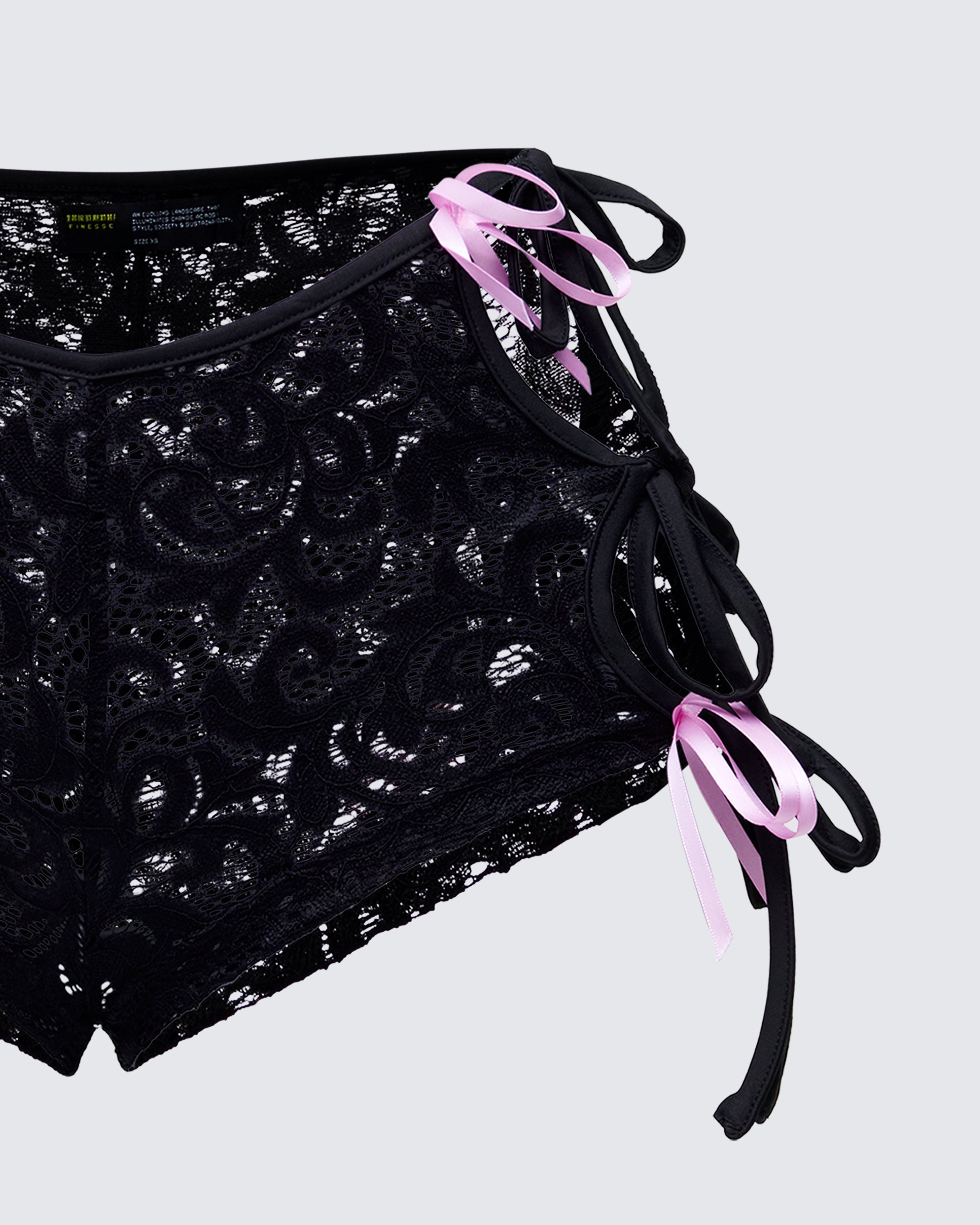Halsey Black Lace Side Tie Short – FINESSE