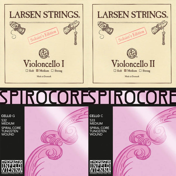Larsen Soloist A & D, Thomastik Spirocore Tungsten G & C Combo Cello S
