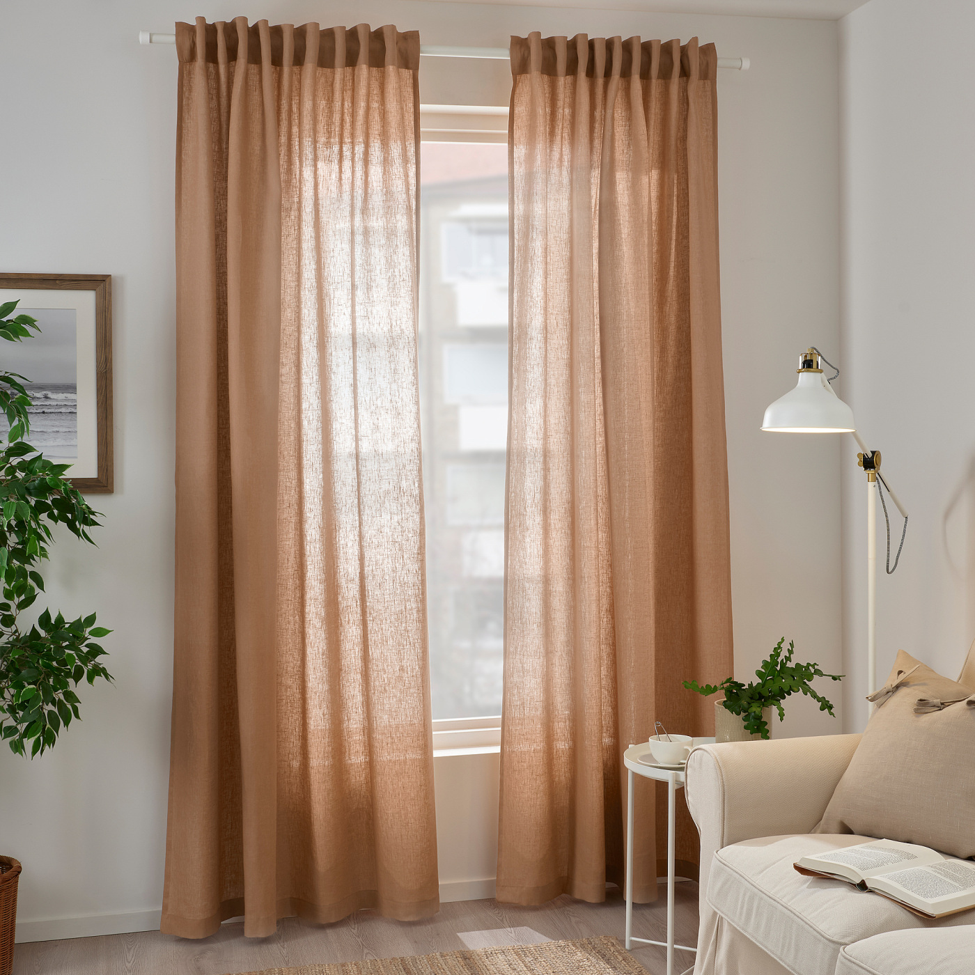 DYTÅG curtains, 1 pair dark beige/with heading tape - IKEA