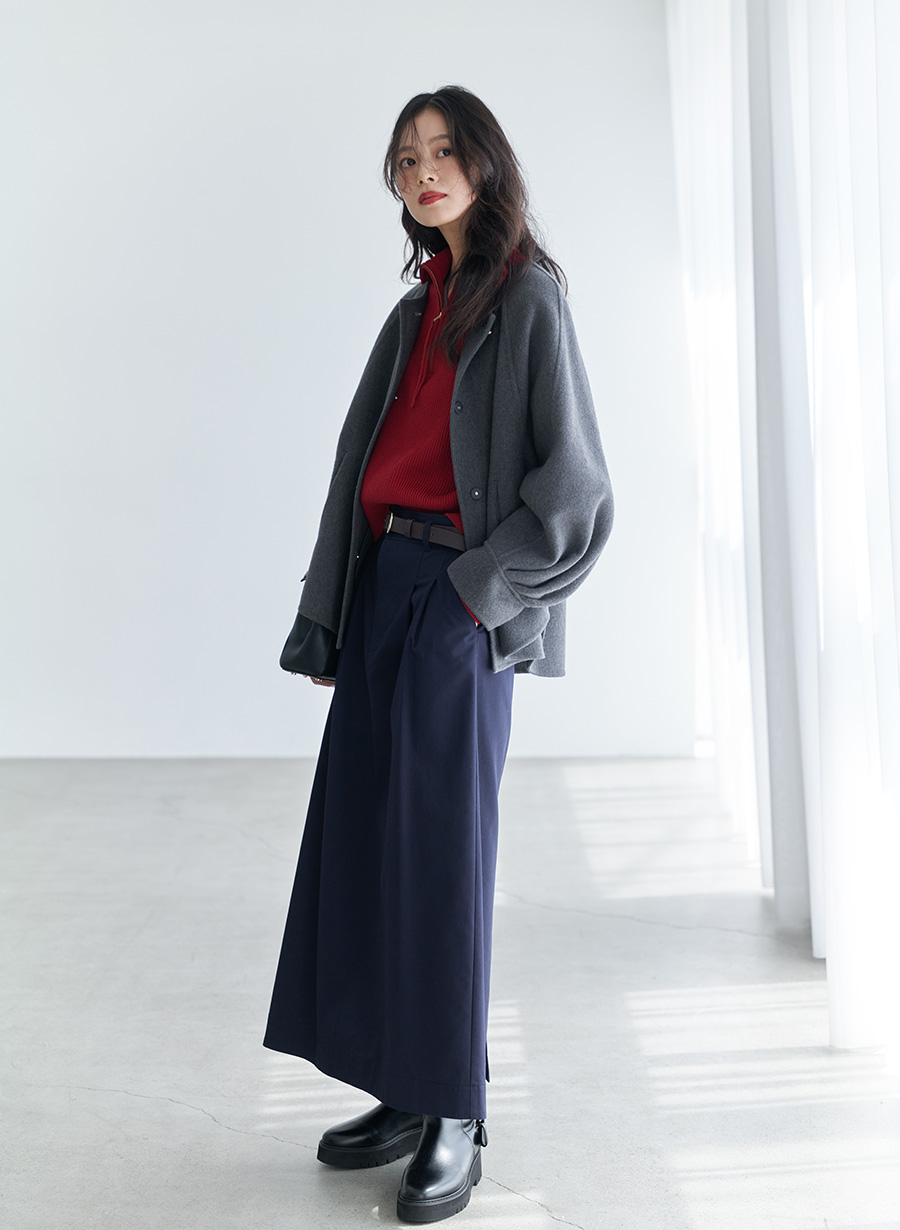 EC限定色】＜super 100's＞リバーノーカラーショートコート｜LOUNIE