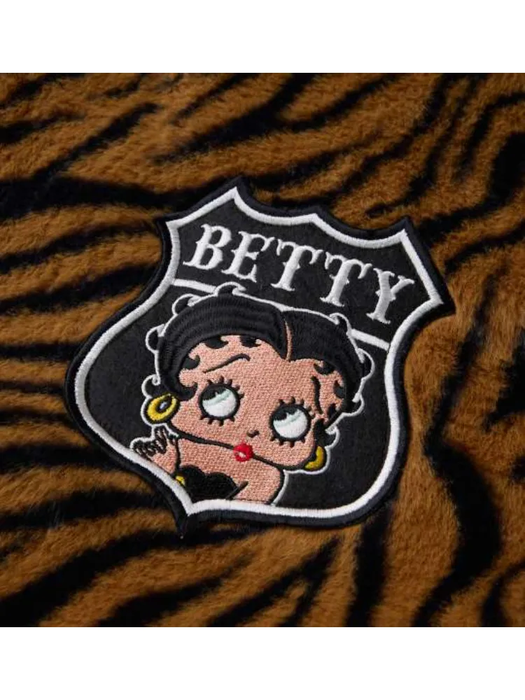 オフホワイト 【BETTY BOOP(ベティブープ)】フェイクファーフルジップ