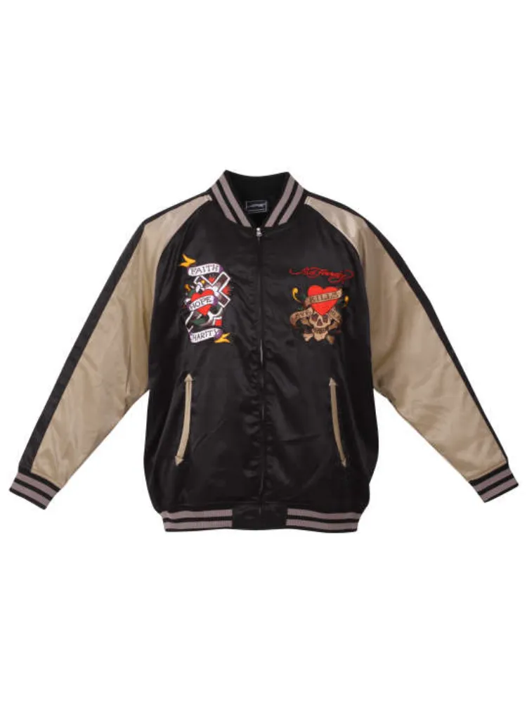 グレー系 【EdHardy(エドハーディ)】刺繍スカジャン ＊カタログ商品