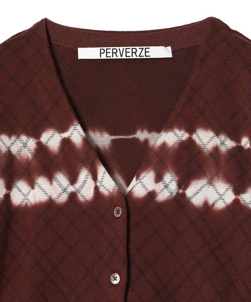 Dip-Dye Check Knit Cardigan｜パーバーズ(PERVERZE)｜Forget-me-nots