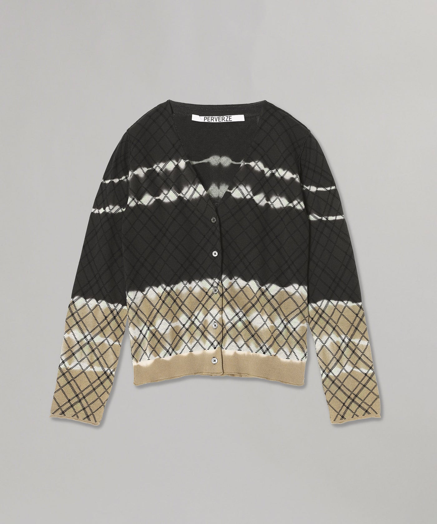 Dip-Dye Check Knit Cardigan｜パーバーズ(PERVERZE)｜Forget-me-nots