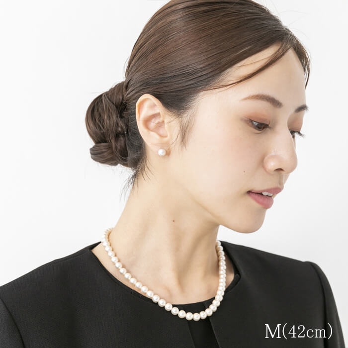 貝パールのネックレス、ピアスセット S・ホワイト｜東京ソワール