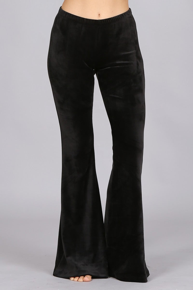 Modern Must Have | Luxe Black Velvet Bell Bottoms - Four Hanger