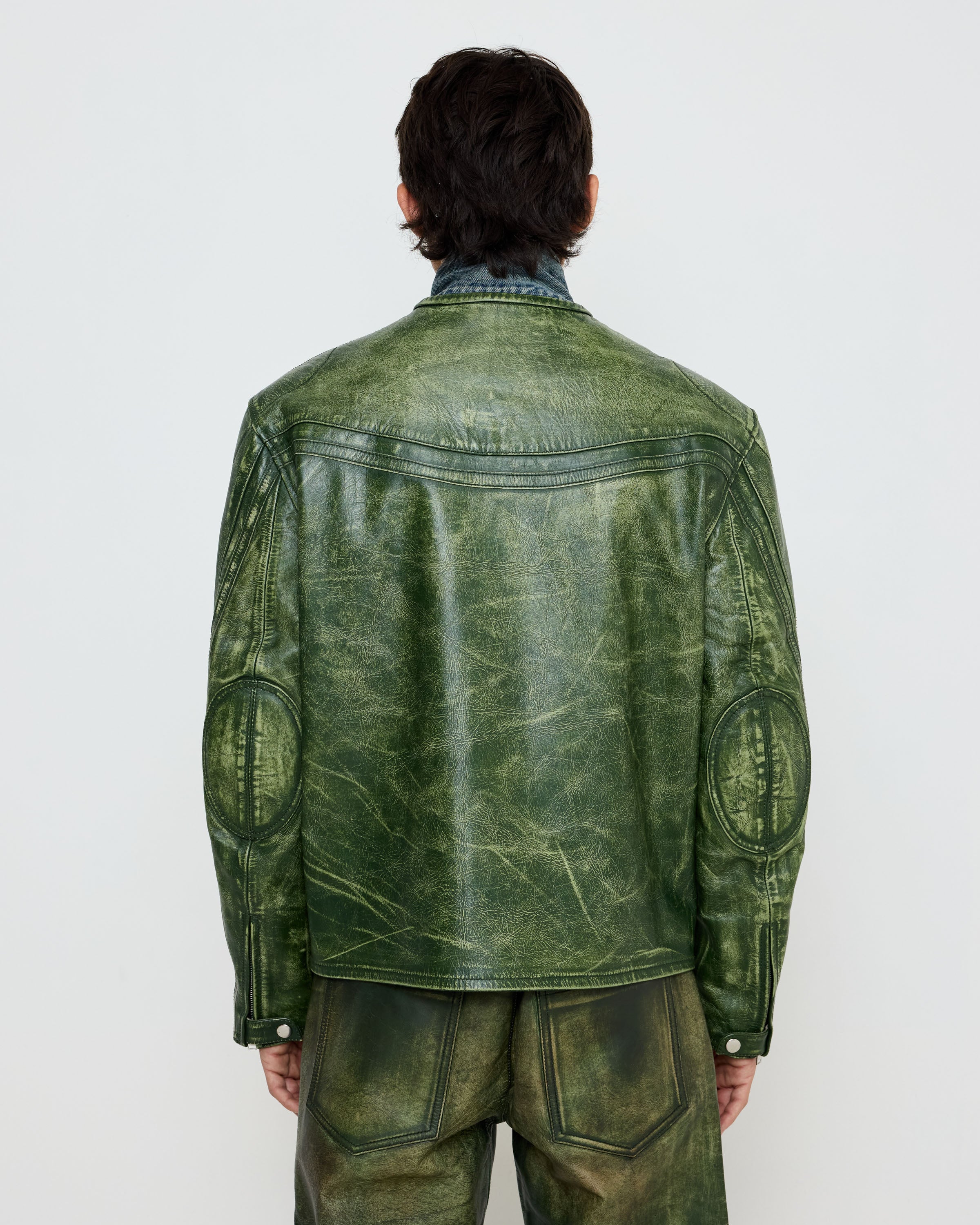 Leather Tokyo Jacket in Forest Green by 424