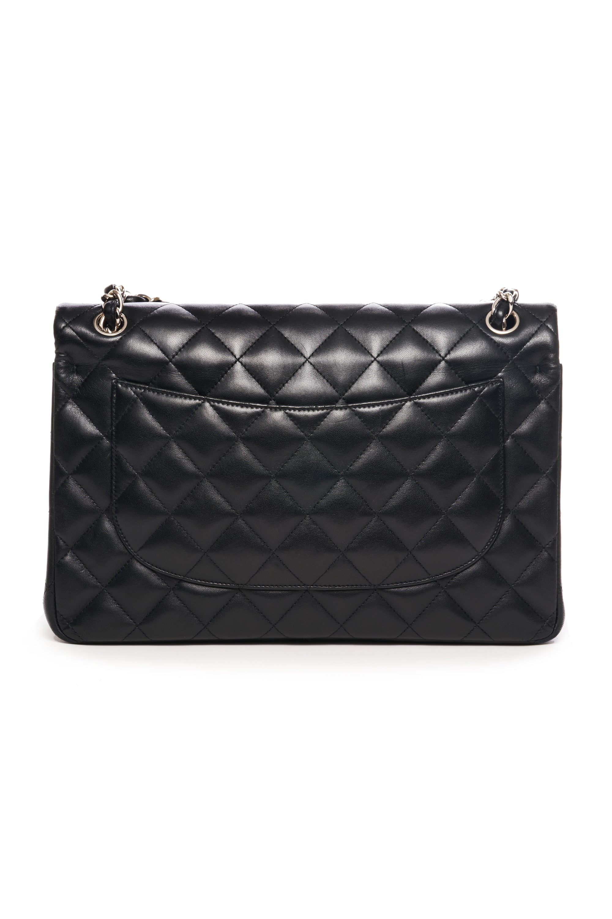 Chanel Jumbo Black Napa Double Flap Silver Hardware 2017-18 - Foxy