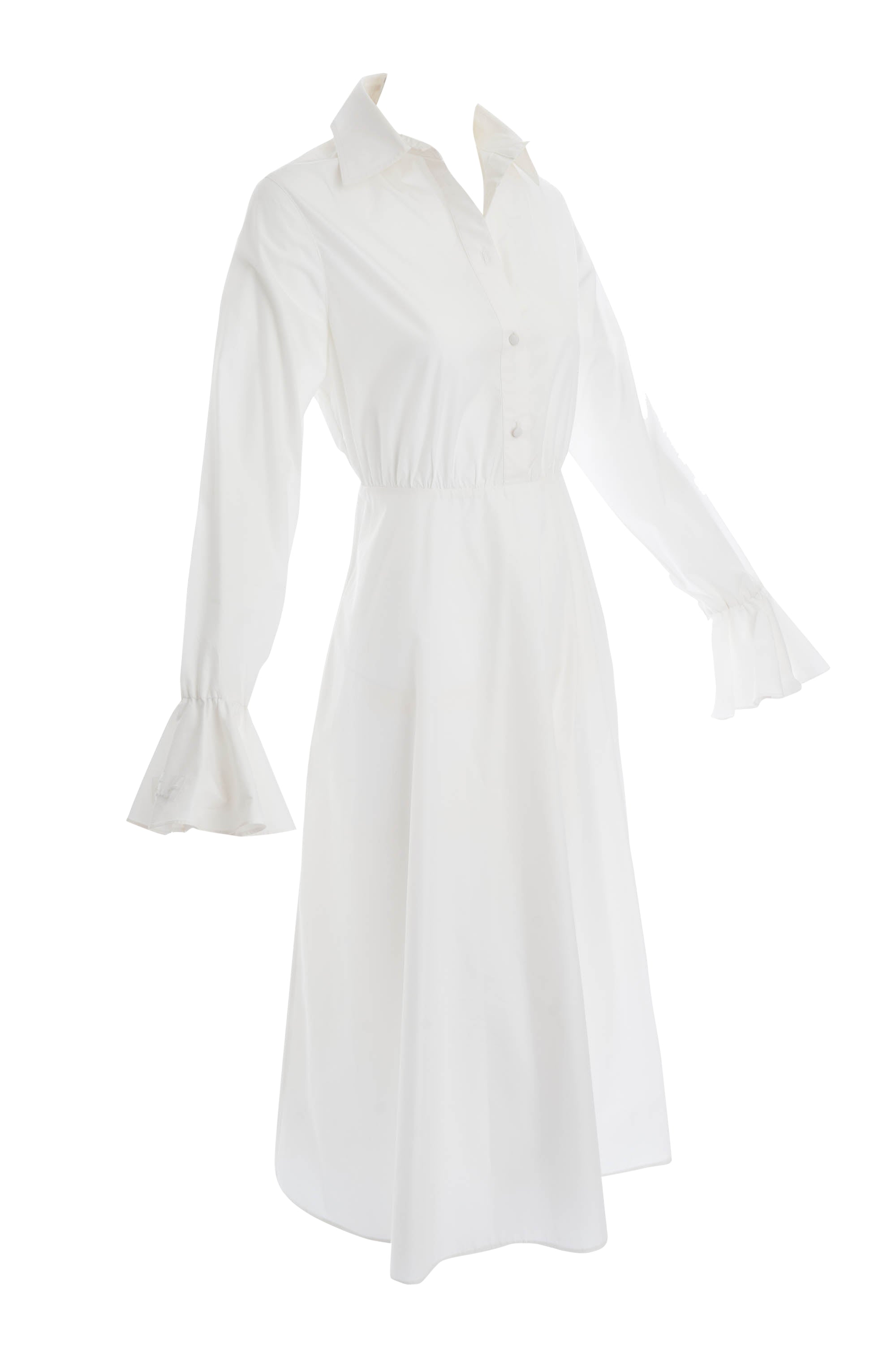 Valentino White Long Sleeve Shirt Dress Size 42/6 - Foxy Couture