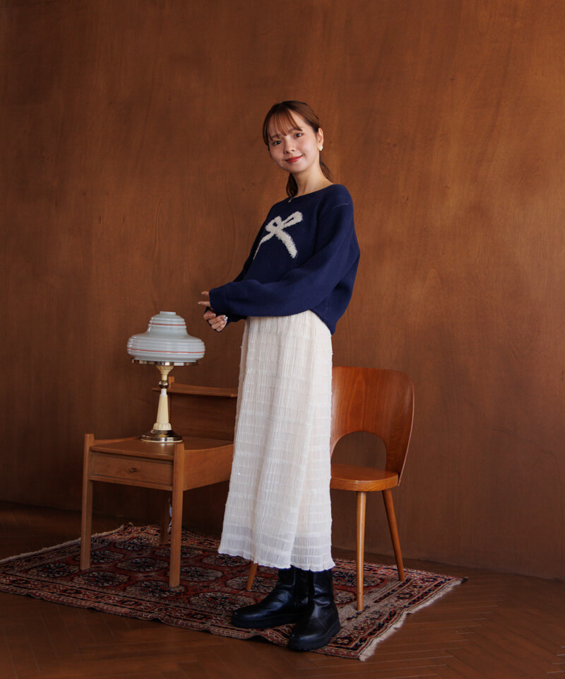 50%OFF】popping ribbon knit～ﾎﾟｯﾋﾟﾝｸﾞﾘﾎﾞﾝﾆｯﾄ | flower／フラワー