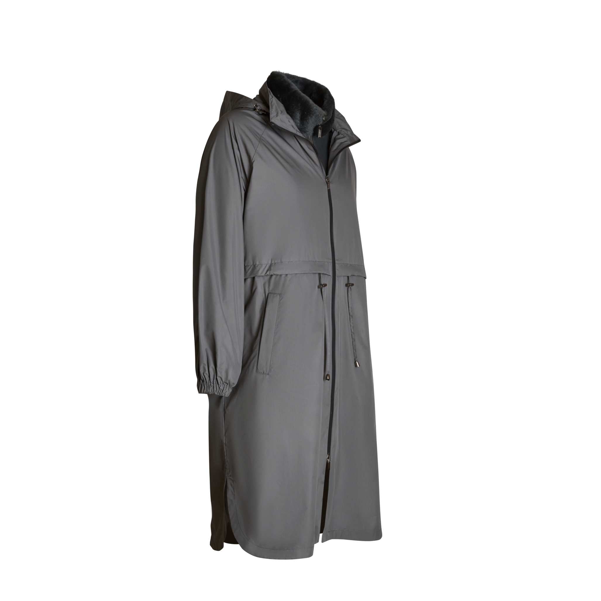 Black nylon and shearling combined coat | Fratelli Rossetti