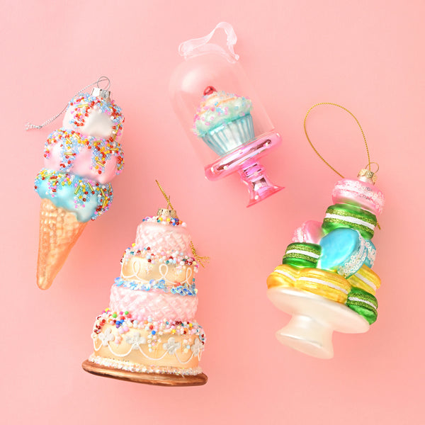 ガラスオーナメント ピンクレインボーケーキ アスティエ・ド