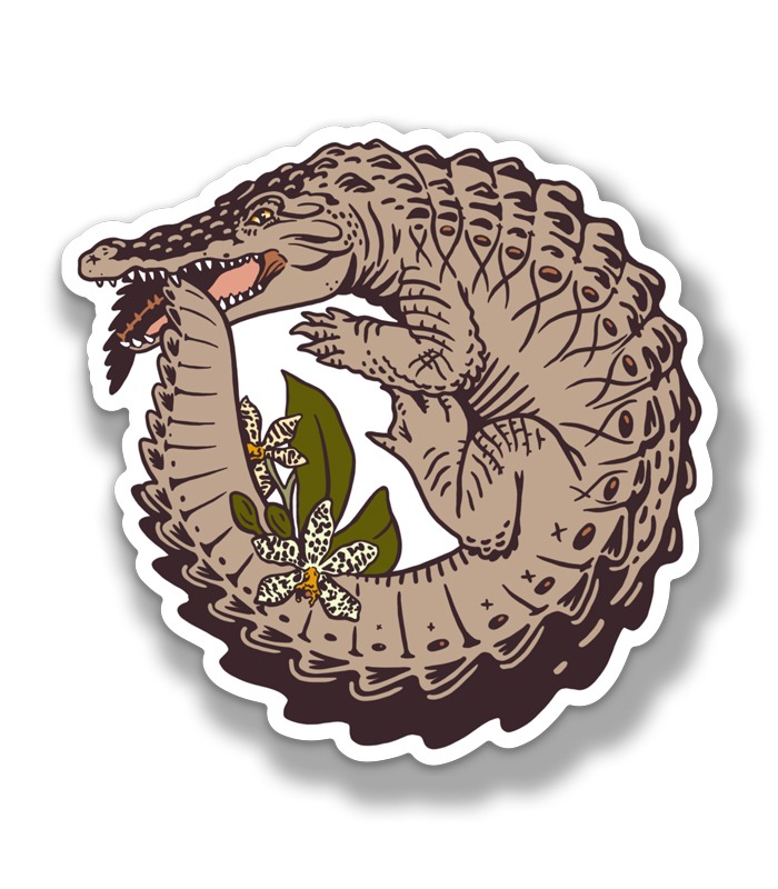 Ouroboros Croc Sticker by Freehand Goods | Artwork by V. Steiner