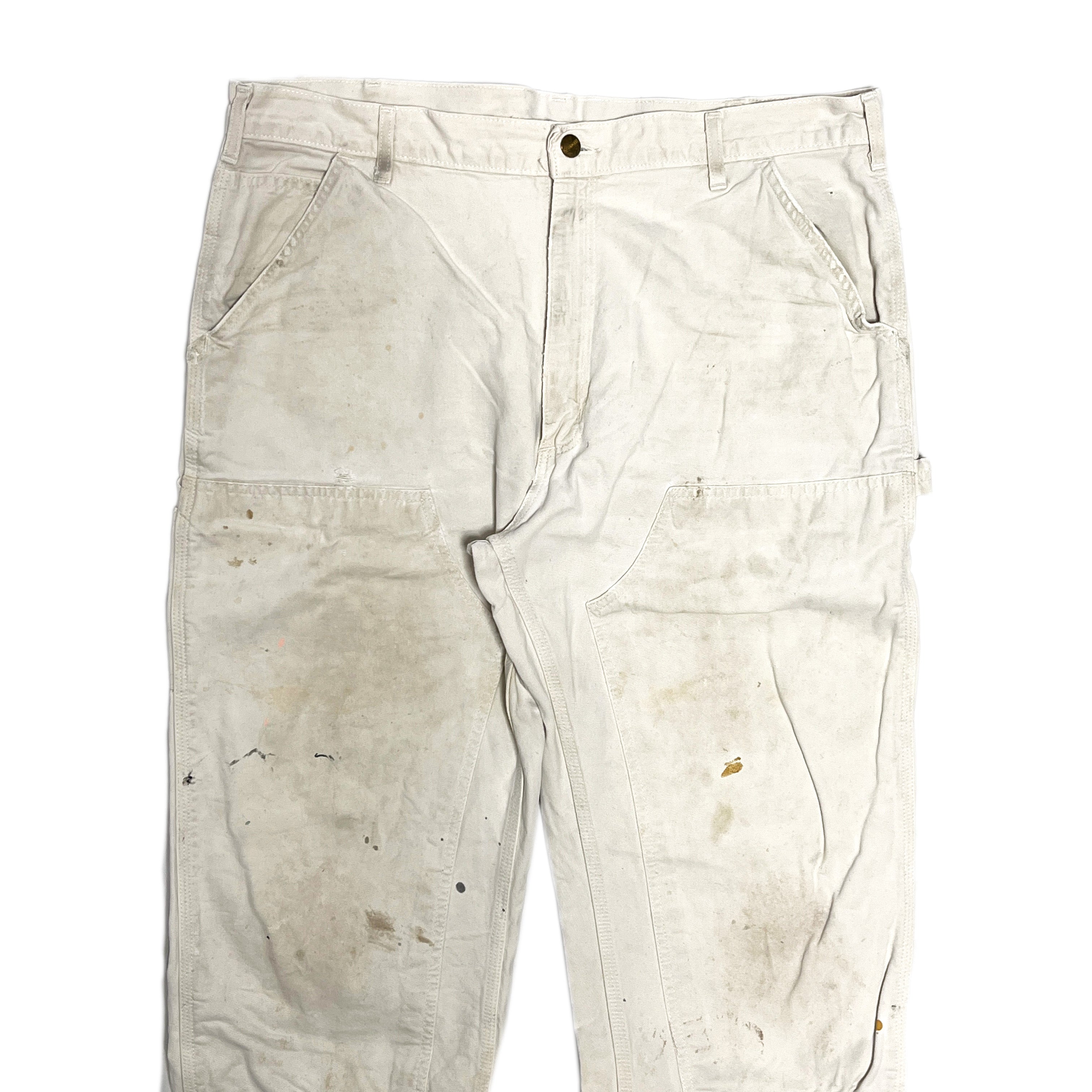 アメリカ製 Carhartt ダブルニー ペインターPT ペンキ飛び 生成り Size