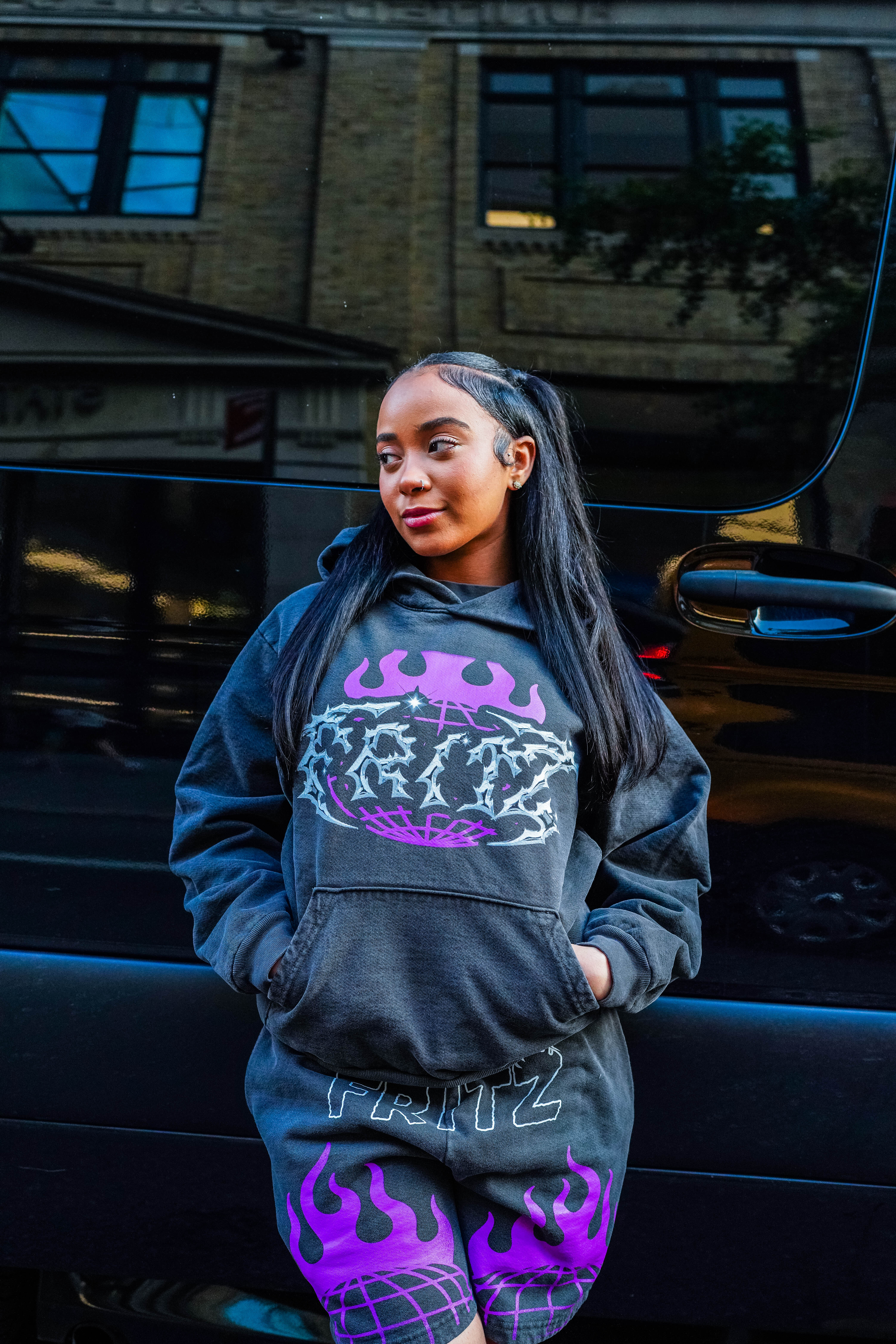 Grey Hoodie Flaming Globe – Fritz