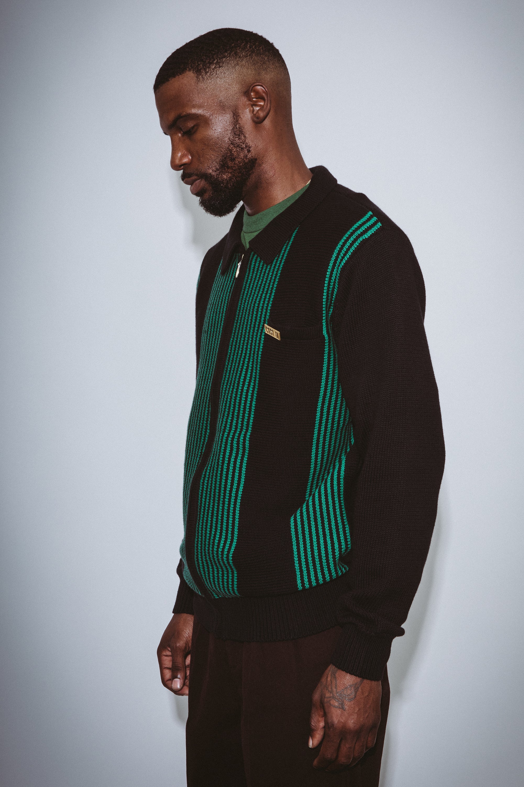 Zip Polo Striped Knit Sweater – Fucking Awesome Japan