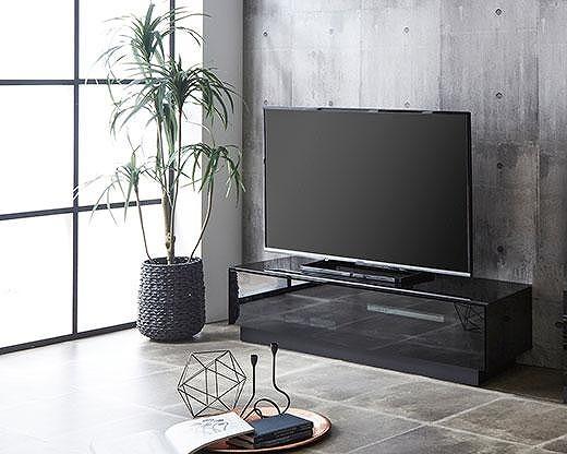 開梱設置】テレビ台 ルーチェ ガラスタイプ 幅150-200cm TV ブラック