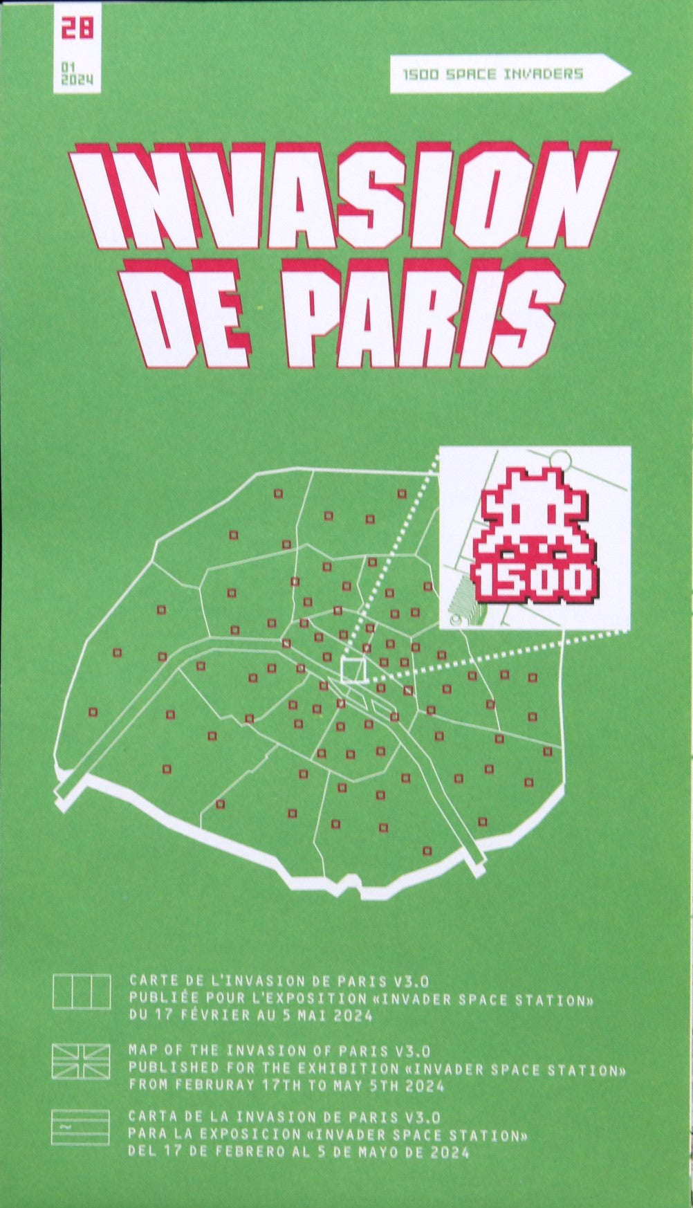 INVADER Invasion De Paris Map - print – Galerie Mona Lis'Art