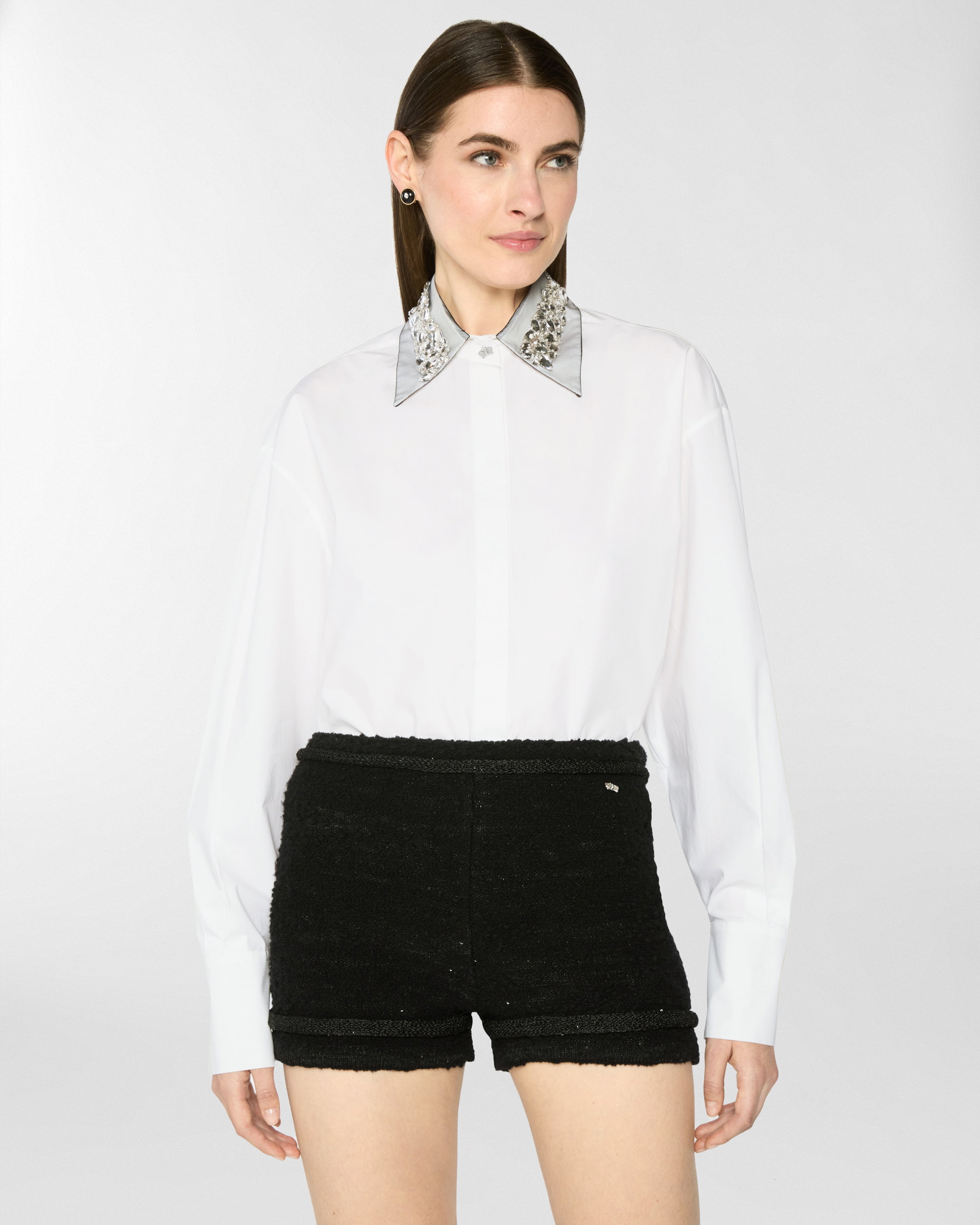 Oversized shirt with jewel collar - Genny