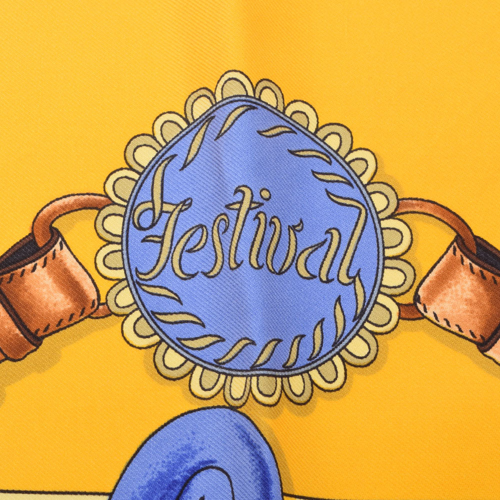 エルメスカレ90 Festival / 祭典 黄 レディース スカーフ HERMES 中古
