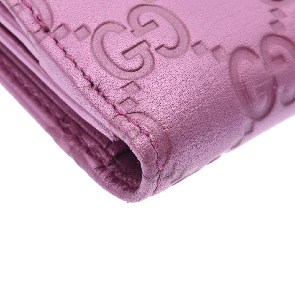 グッチグッチシマ 三ツ折財布 ピンク レディース PVCコーティング