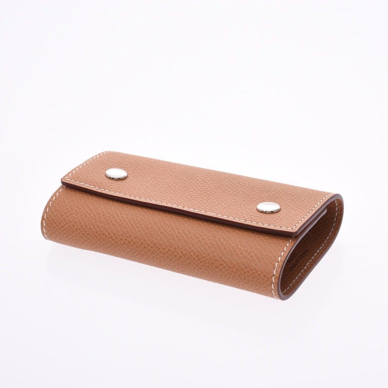 エルメスエチュイクレ4 4連キーケース ナチュラル シルバー金具 □J