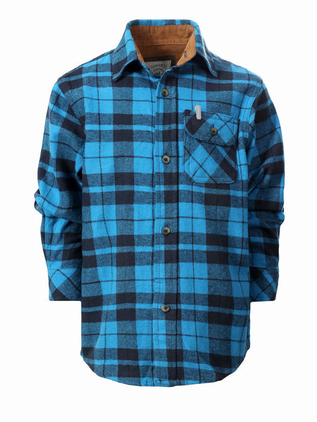 Gioberti Boy's Single Pocket Flannel Shirt with Corduroy Contrast