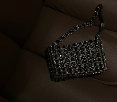 Brilly Black - Black Rhinestone Bag | Giarité