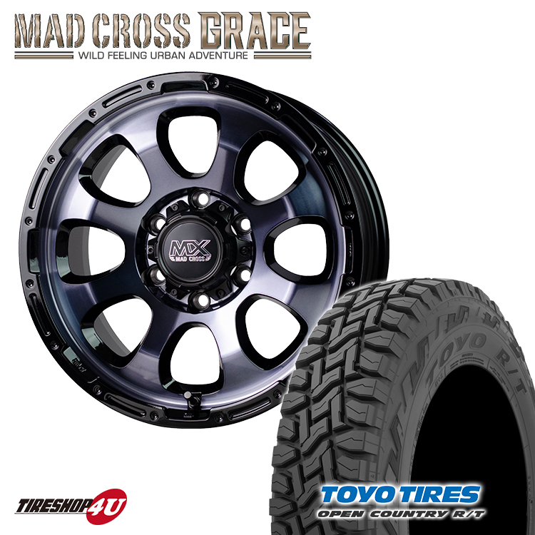 MAD CROSS GRACE 17x6.5J 6/139.7 +38 BKCBK TOYO OPEN COUNTRY R/T