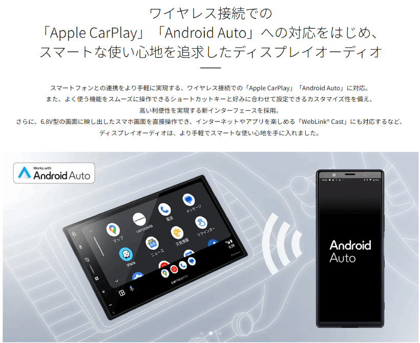 送料無料】DMH-SZ500 パイオニア 6.8V型 2DINディスプレイオーディオ