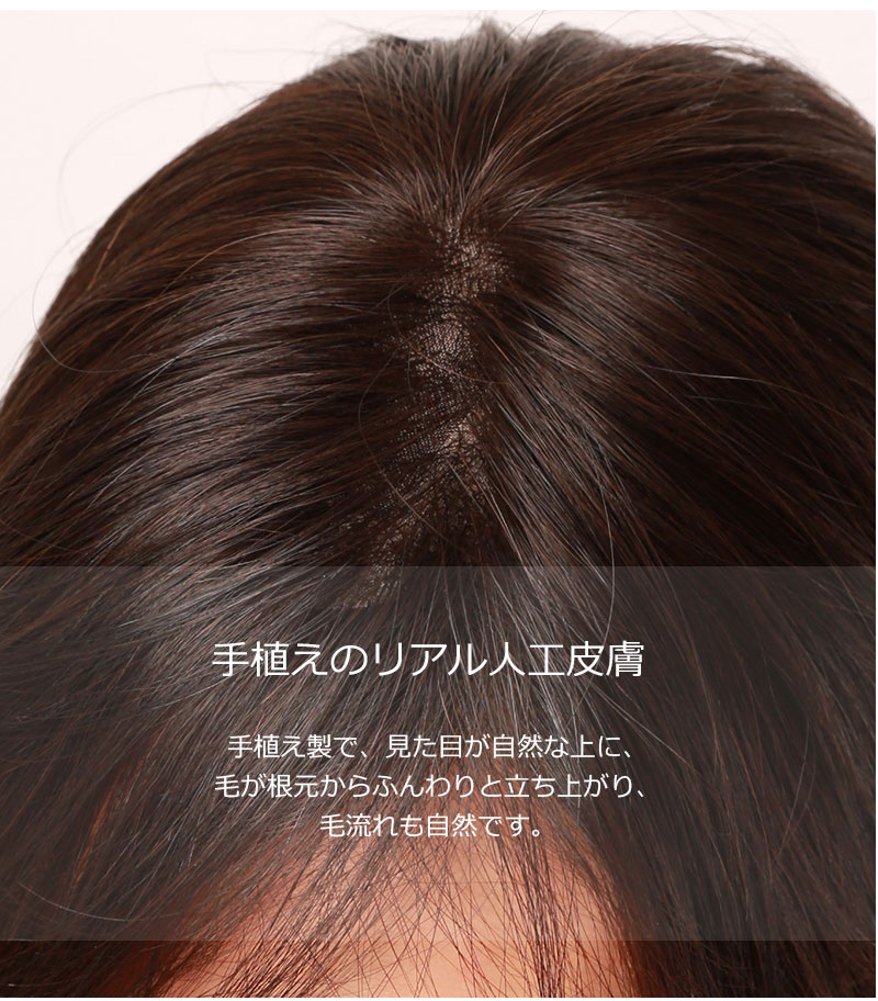 公式】私元気ウィッグ専門店 | 総手植え 通気性 人毛 【25cm】 部分