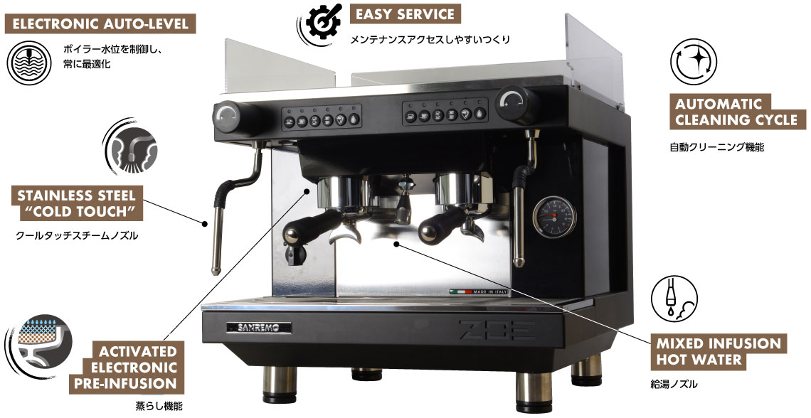 SANREMO(サンレモ) Zoe Compact 2Gr セミオートエスプレッソマシン