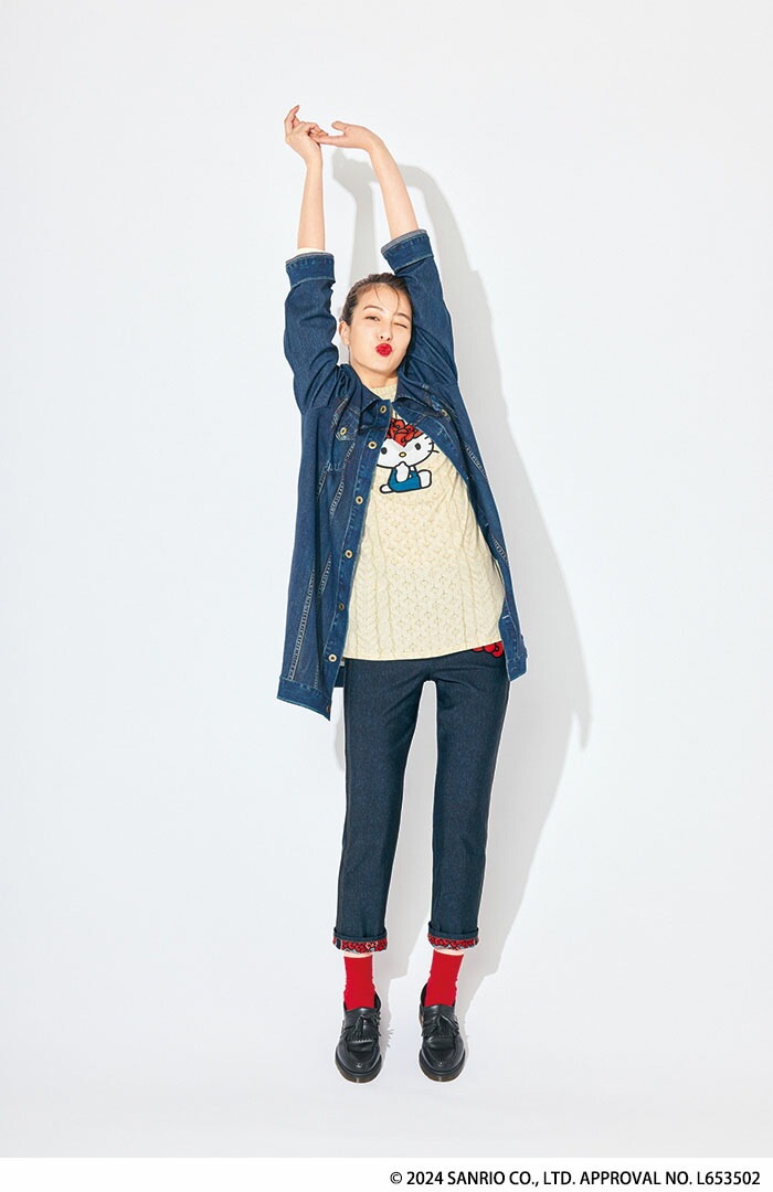 ワコールカルソン Wacoal ハローキティコラボ ニット風Tシャツ (M
