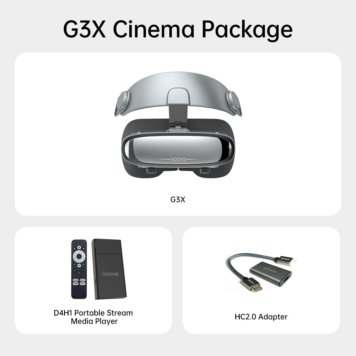 GOOVIS G3X - OLED Headset for 3D Movies | 42PPD, Diopter