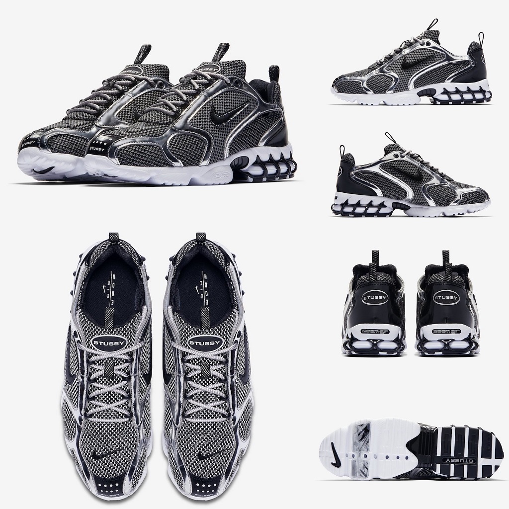 STUSSY × NIKE AIR ZOOM SPIRIDON CAGE、コラボウェアが3/27、4/3に
