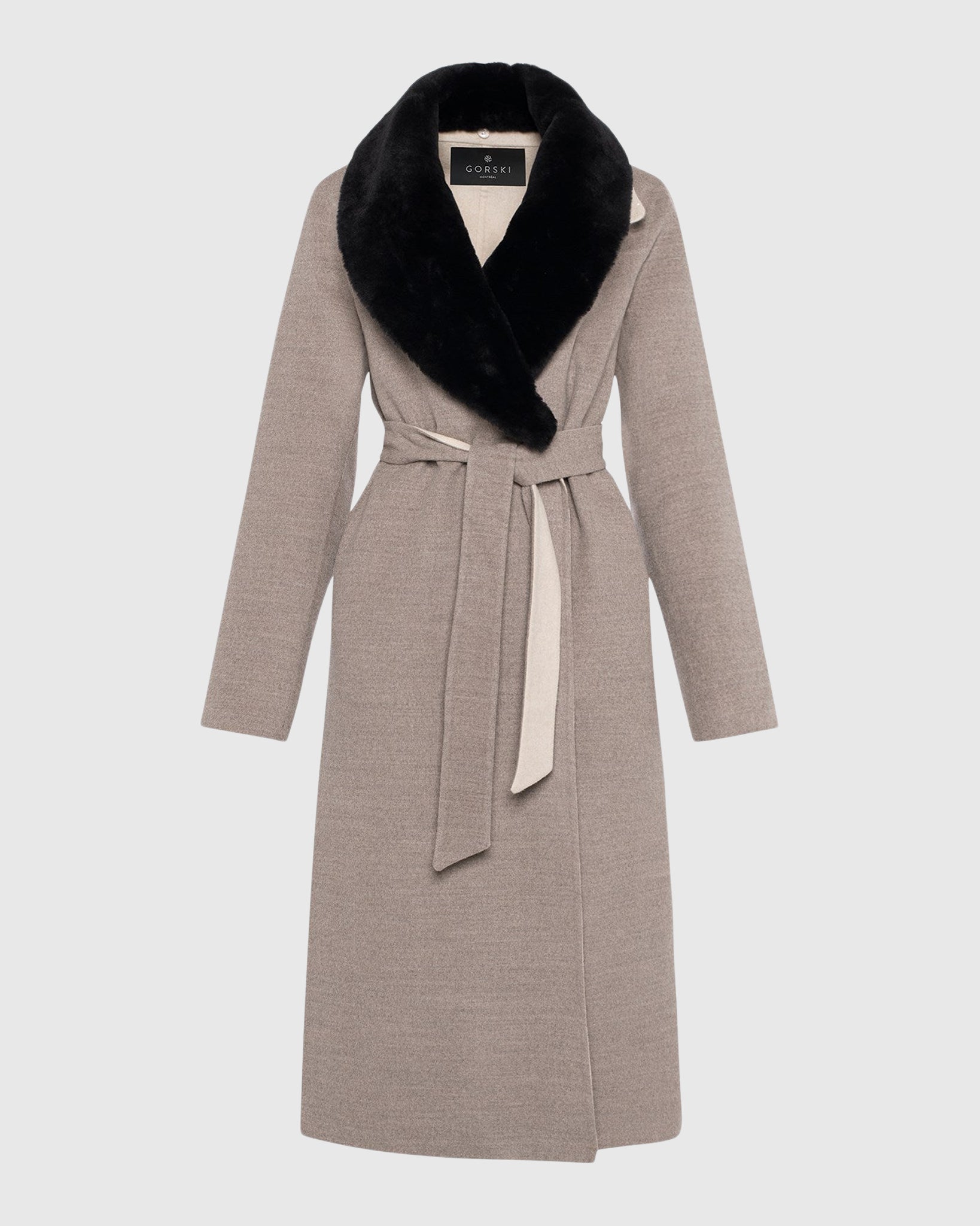 Short Coat Crafted From Loro Piana Wool with Select Shearling Lamb Col