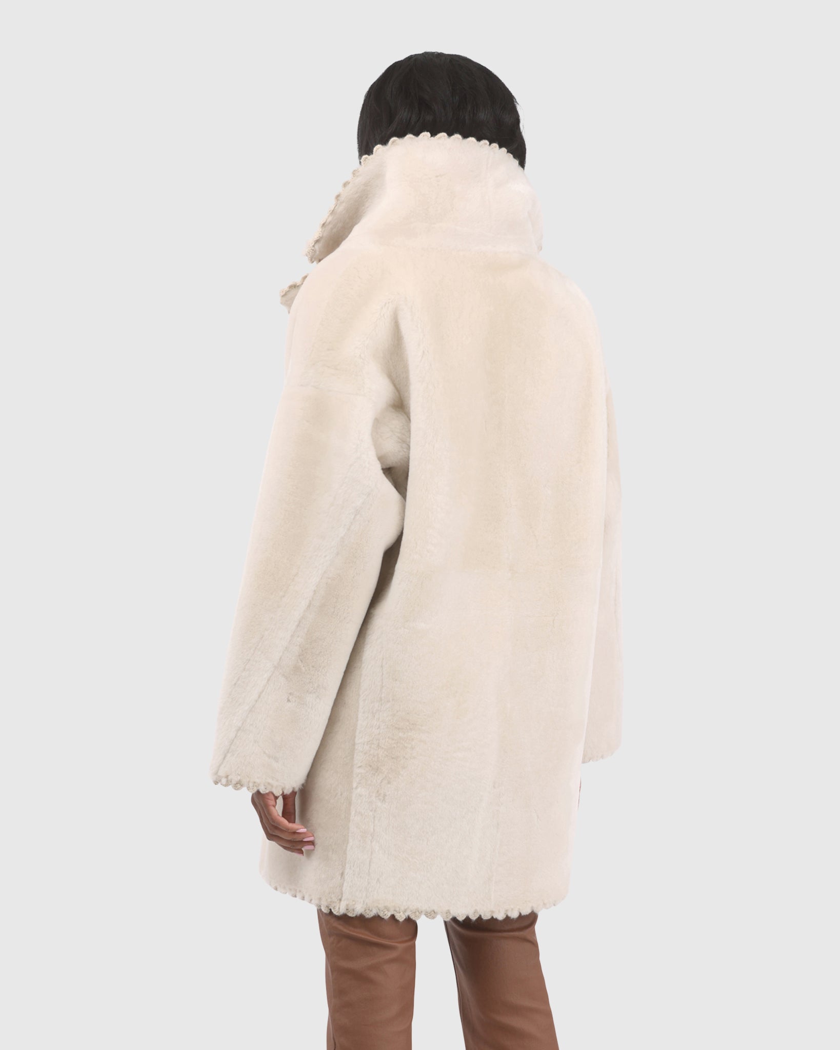 Reversible Select Shearling Lamb Jacket with Embroiderd Trim