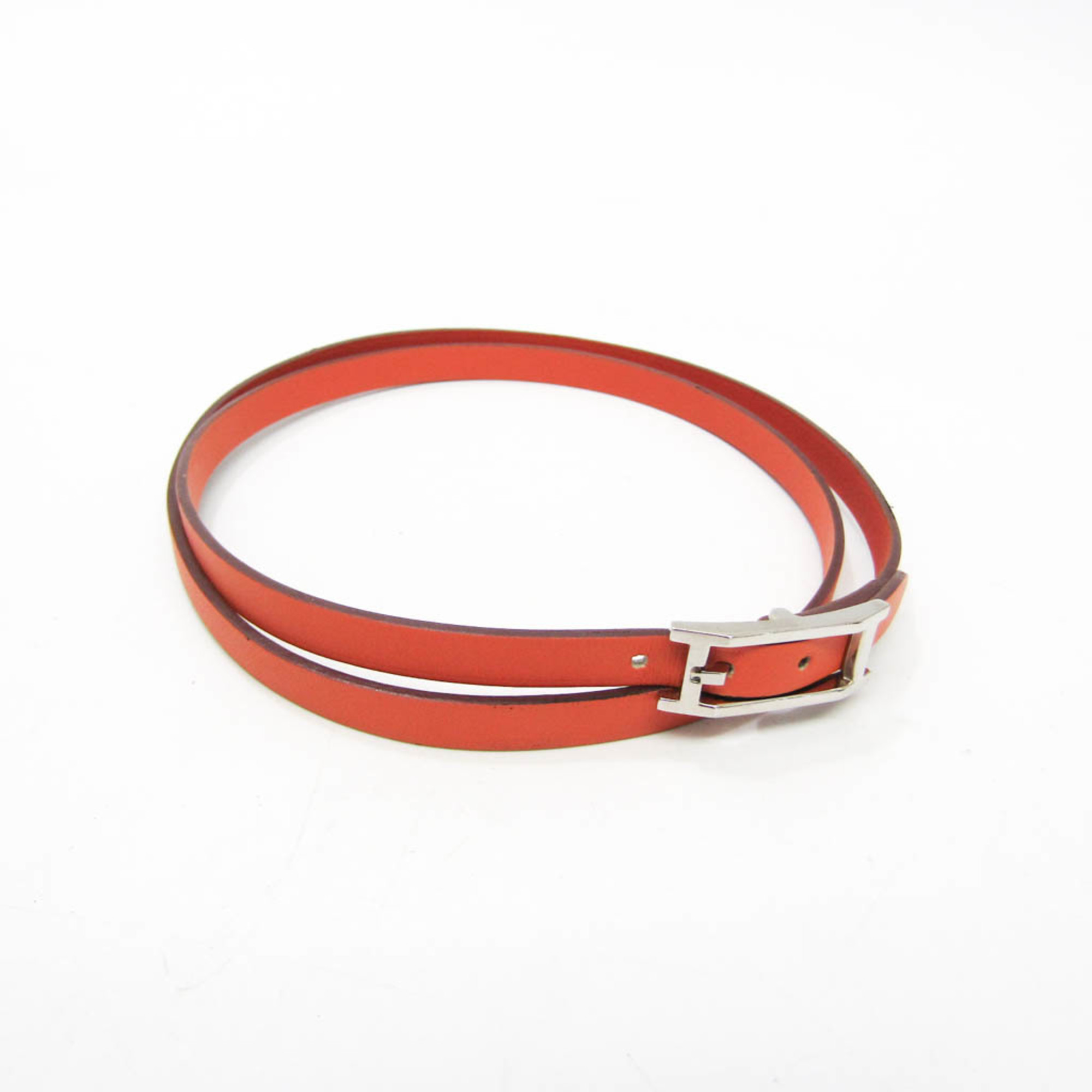 エルメス(Hermes) チョーカー レザー,メタル バングル オレンジ