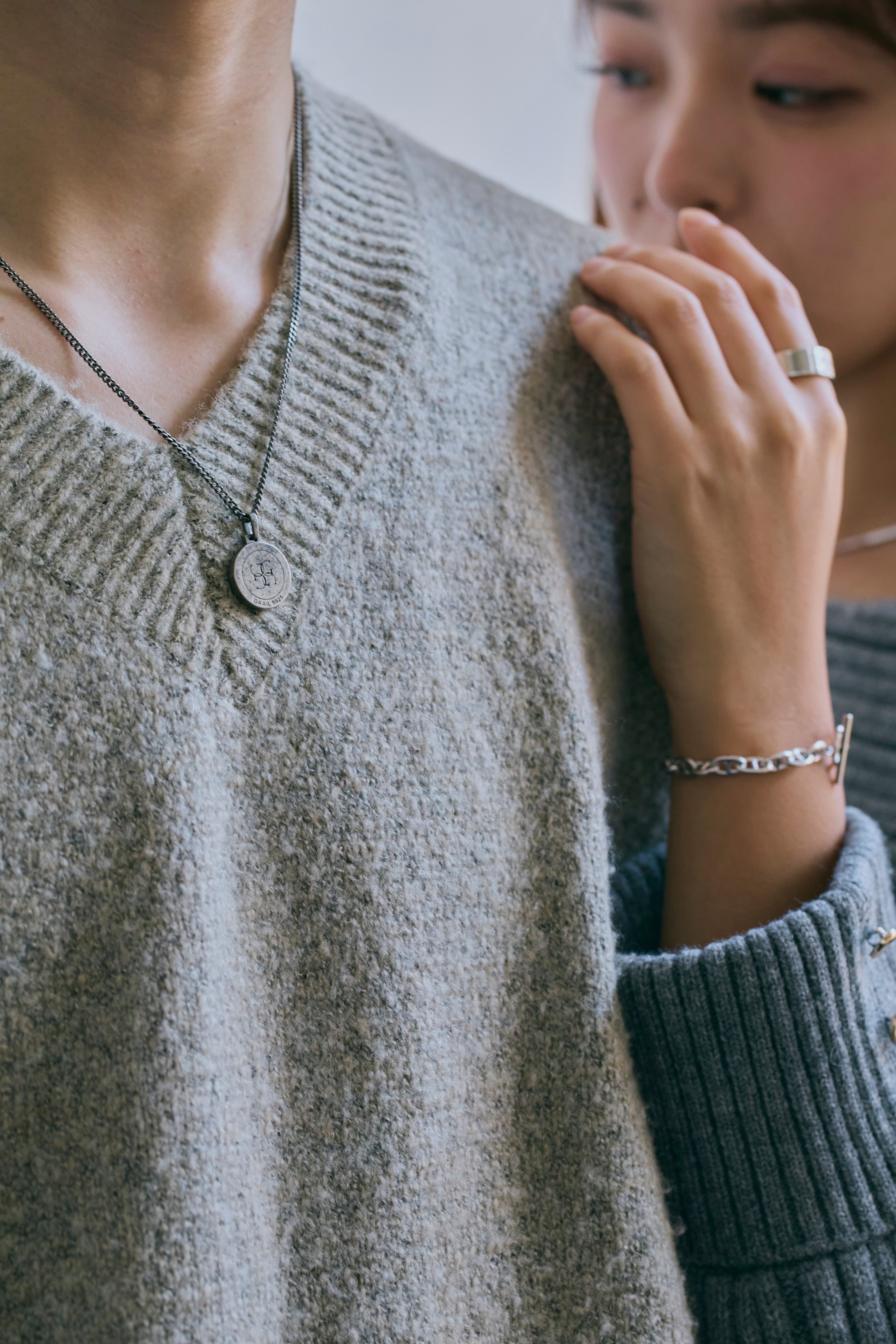 Cross Coin necklace 【SMOKED SILVER】 – GRAiL