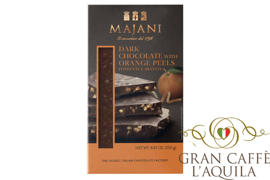 MAJANI DARK CHOCOLATE & ORANGE PEELS 8.8oz – GranCaffeLAquila
