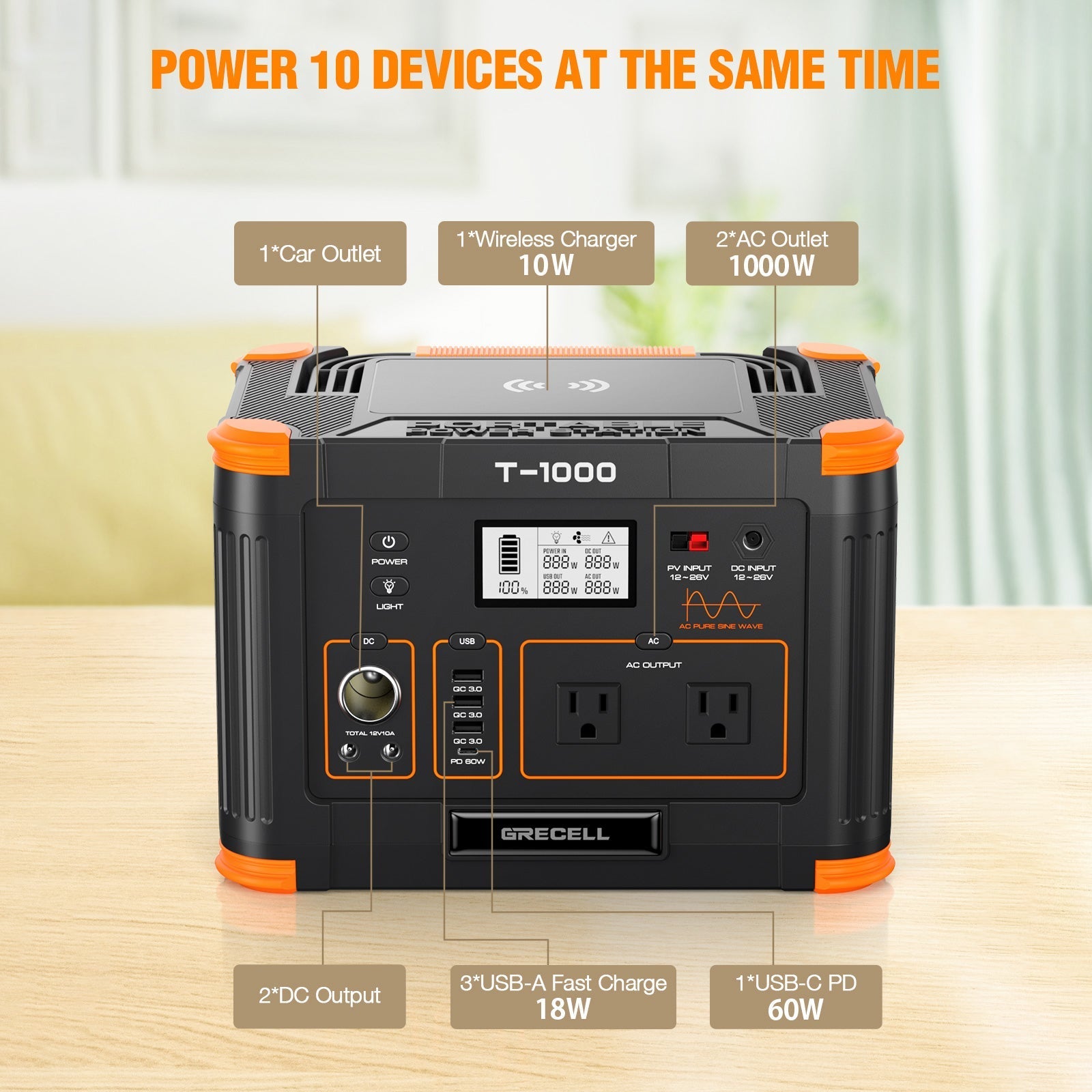 GRECELL Portable Power Station 1000W - GRECELL