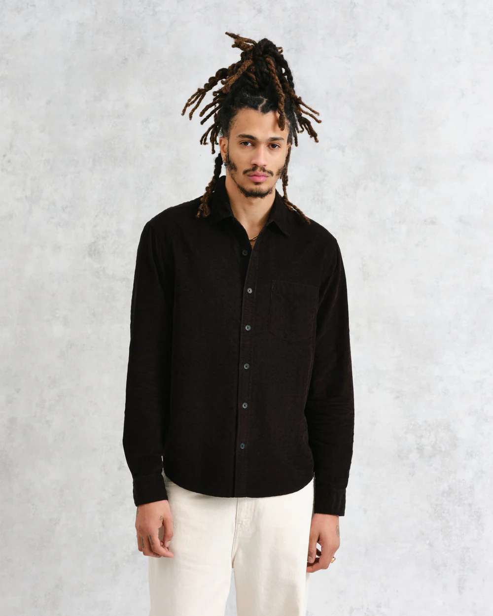 シェリーシャツ シアーサッカーコード (BLACK)