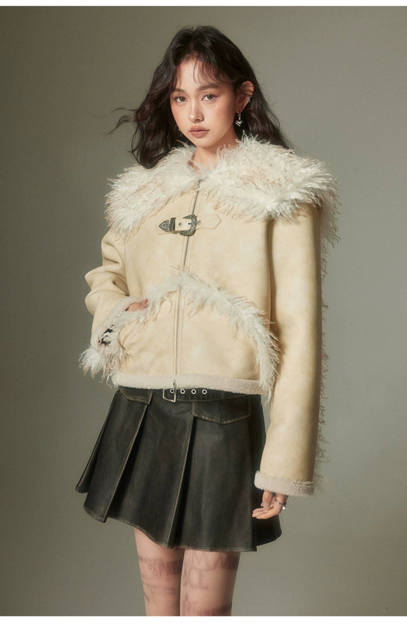 DIDDI MODA 甘くてかっこいいムートンファー レザージャケット – 個性