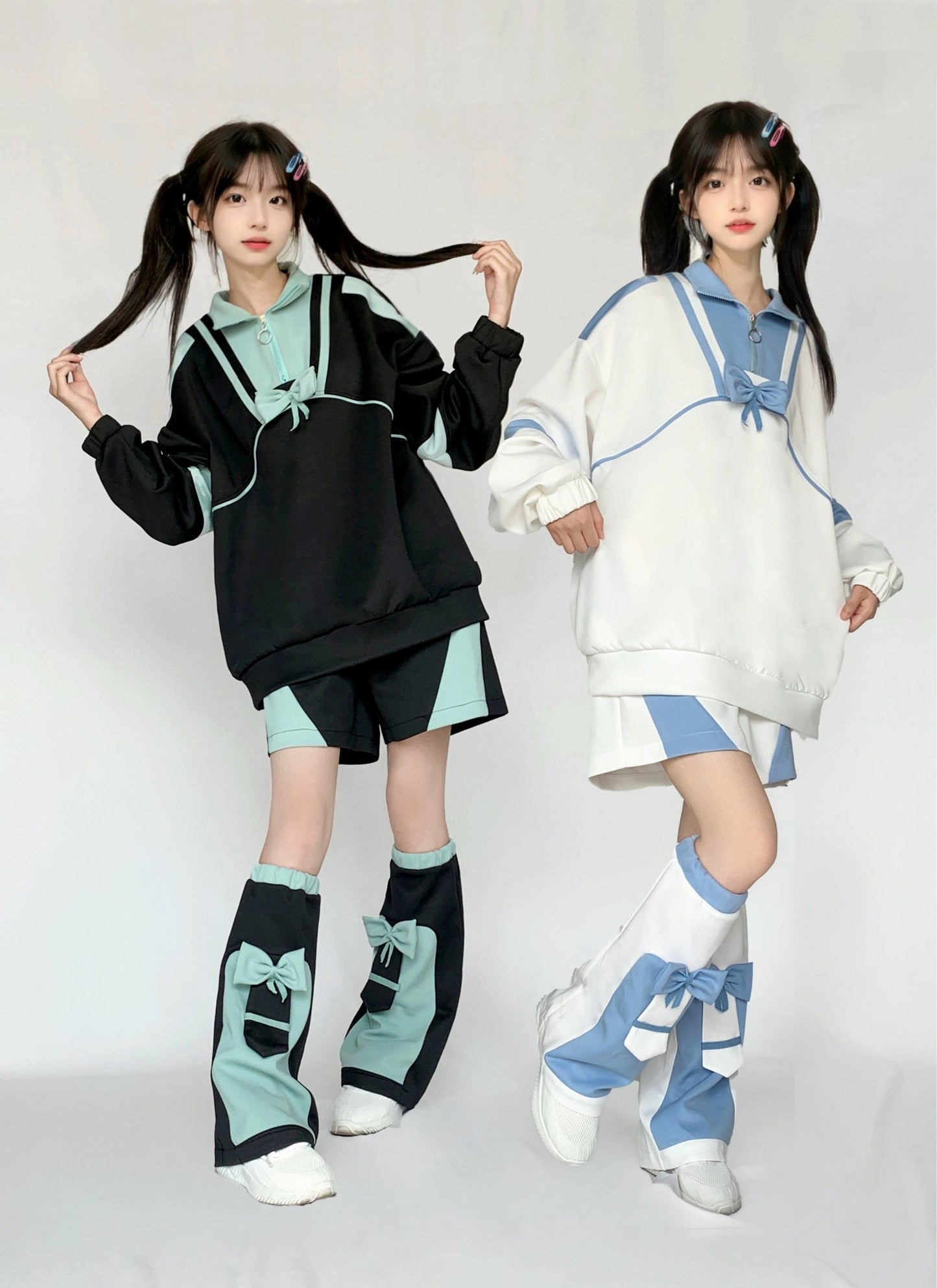 リボン付きジャージハーフジップパーカー 天使界隈 サブカル天使