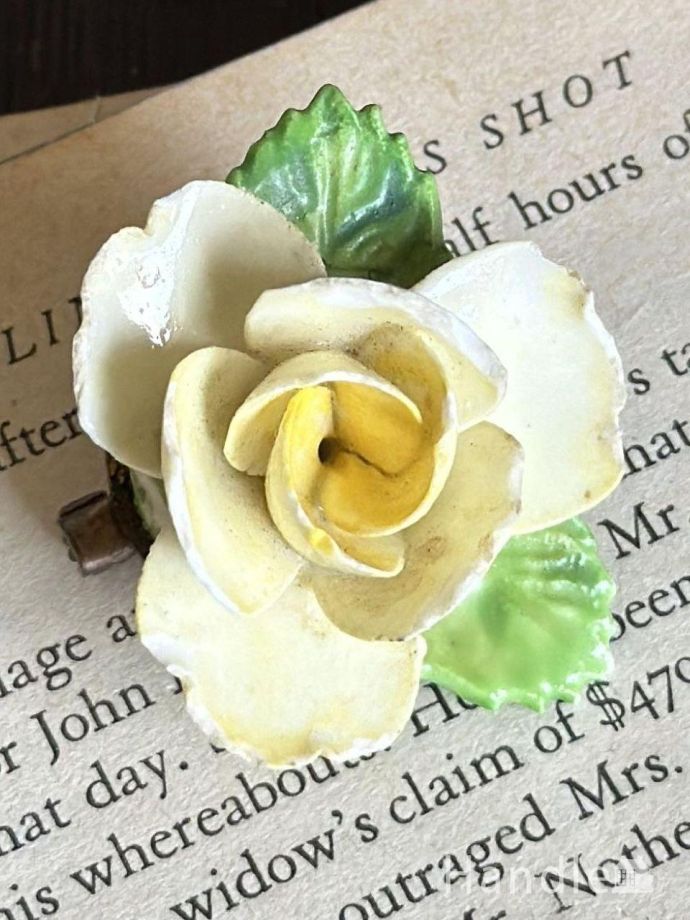 イギリスから届いたアンティークアクセサリー、薔薇の花の模様が
