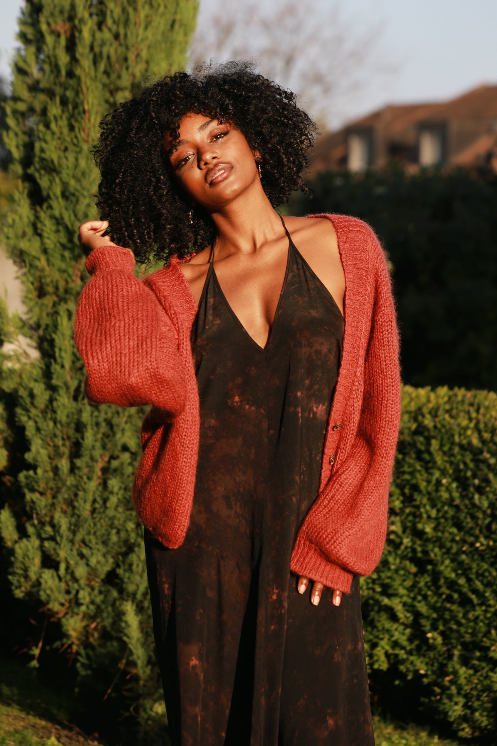 Cropped Cardi in Rust