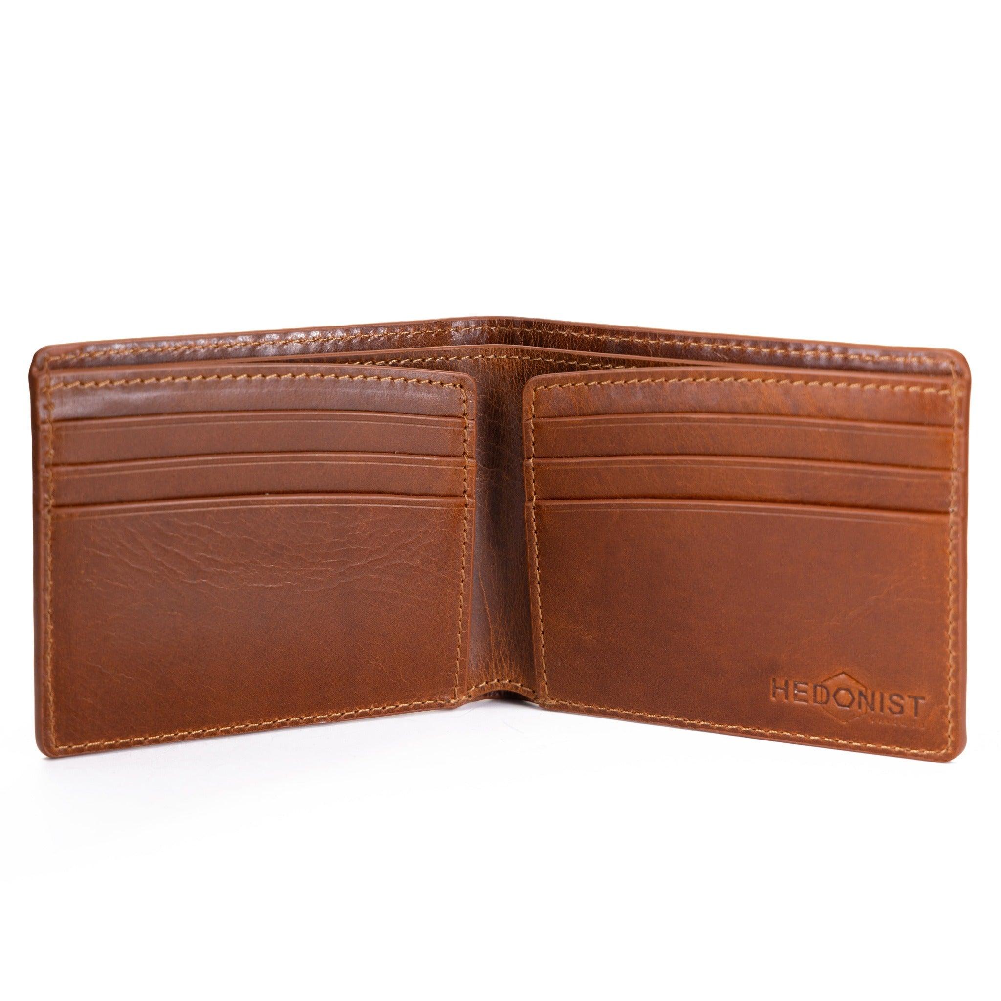 Men's Brown Bifold Croc‑Embossed Leather Wallet